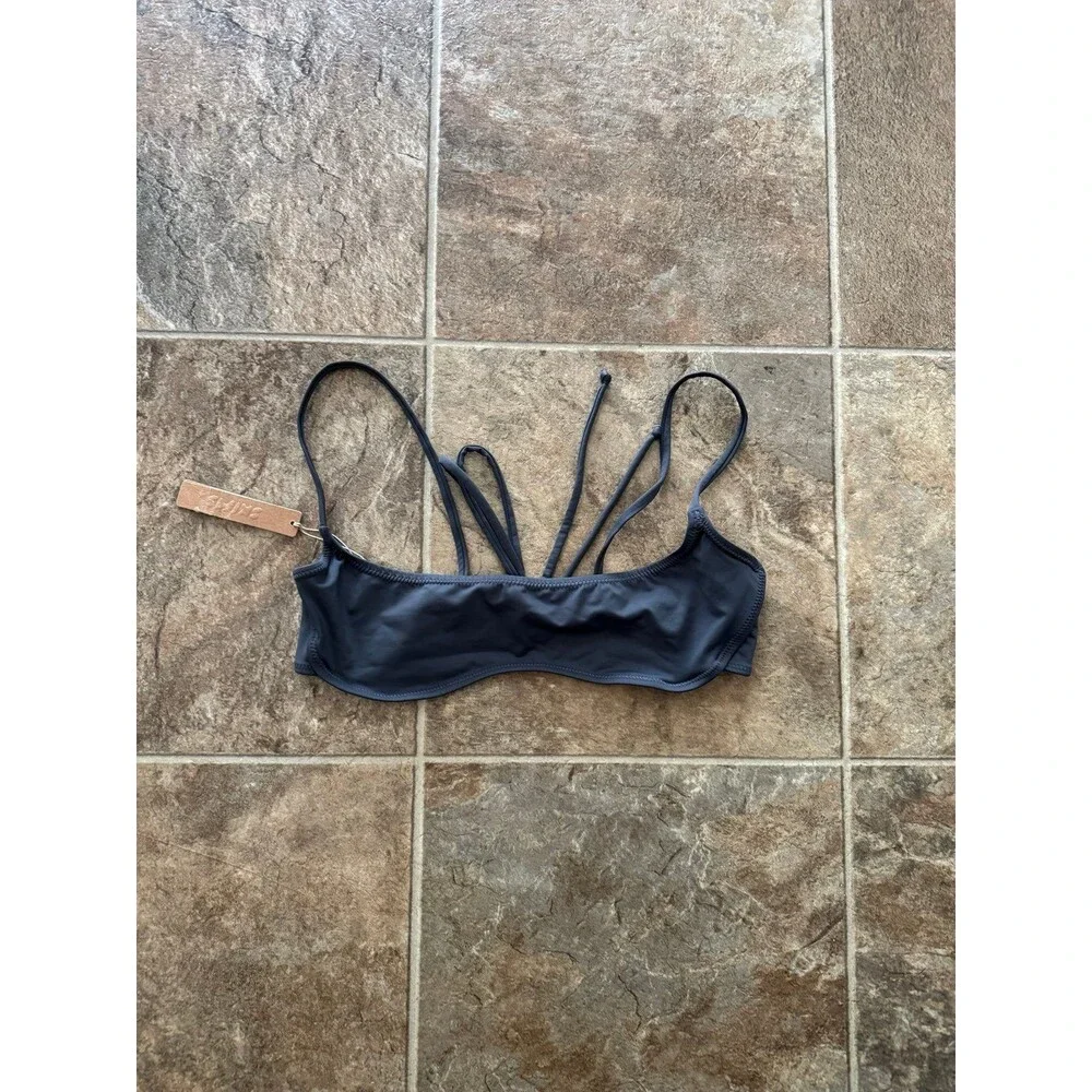 Skims Signature Swim Micro Scoop Bikini Top Gunmetal Size XL
